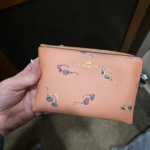 Coach Peach Sunglasses Print Wristlet Bag